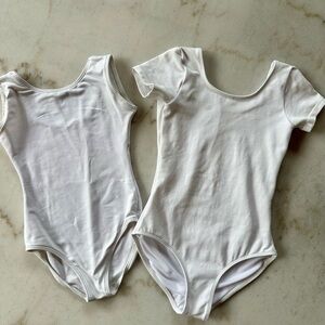 Set of 2 White leotards | Bloch white leotard | short sleeve and sleeveless Leo